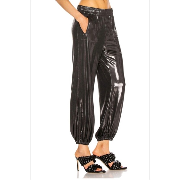 Norma Kamali sz S Boyfriend Puff Jog Pants Jogger Dark Silver Black - Picture 3 of 5